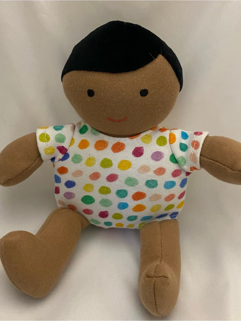 Lovevery Baby Doll Organic Cotton Plush Black Hair Brown Skin Montessori 8”